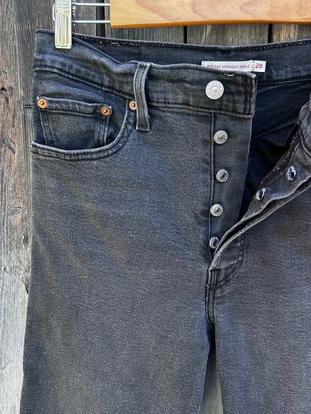 Levi’s Ribcage Straight Ankle Jean Black 28 - Picture 5 of 16